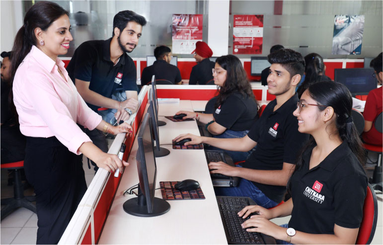 the illustration shows the students of chitkara university.