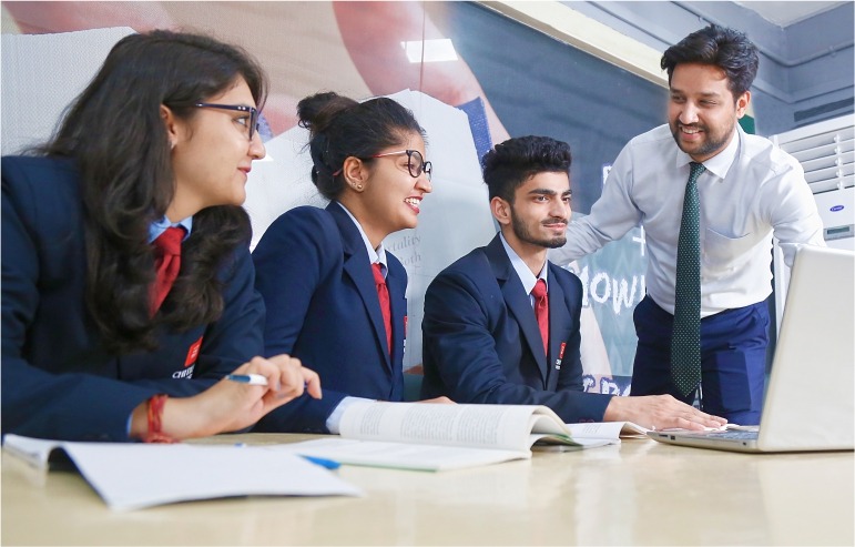 The illustration shows the students of mba from chitkara university.