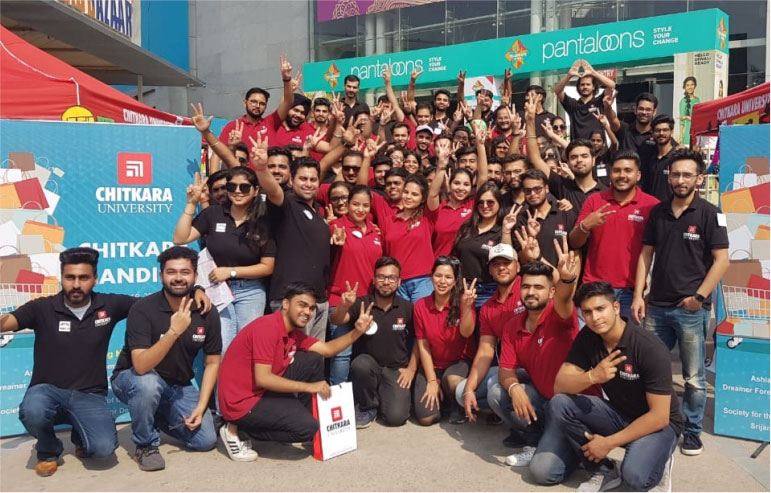 The illustration shows the group of chitkara university students.