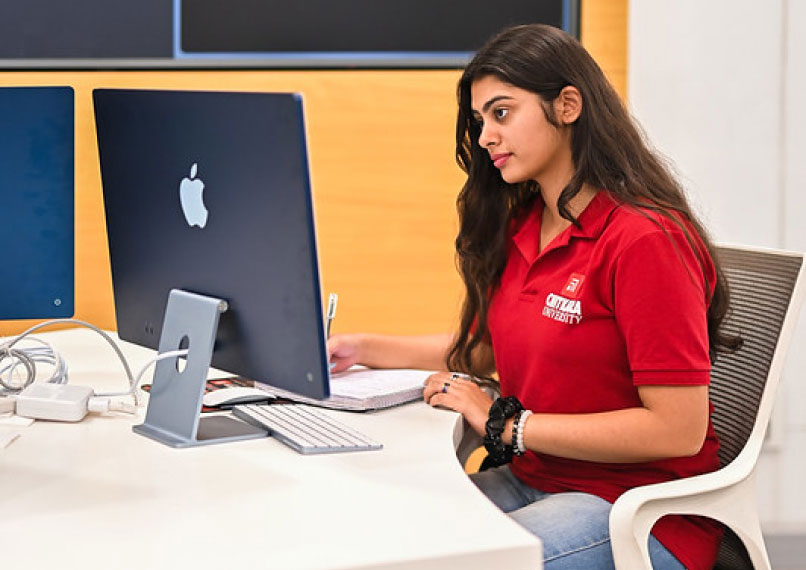 Student practicing coding and AI concepts in B.E. CSE with AI & Machine Learning at Chitkara University