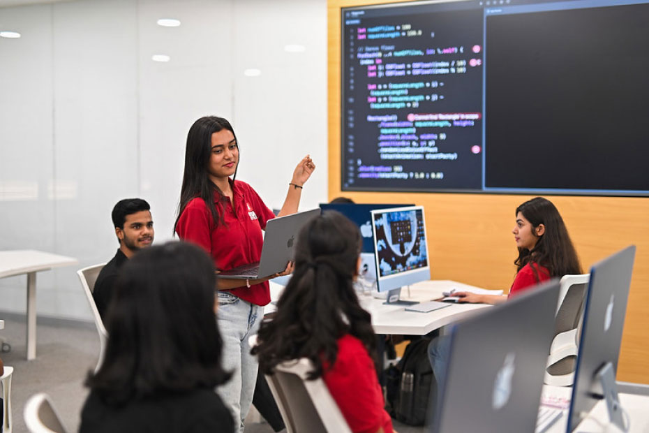 Students working on AI and machine learning projects in B.E. CSE with AI & Machine Learning at Chitkara University