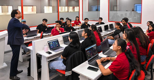 Computer Science Engineering students working on AI and cloud computing projects in CSE AI Future Technologies program