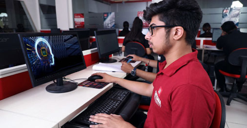Students collaborating in 4-Year B.E. in Computer Science & Engineering lab session