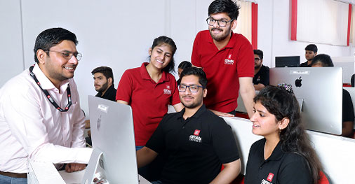BCA students doing practical lab work and coding projects