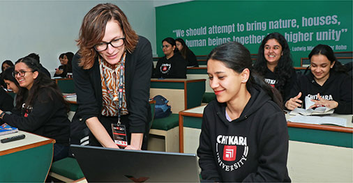 Chitkara University B.Ed faculty mentoring student in 4-Year Integrated Teacher Education Programme (ITEP) Secondary Programme