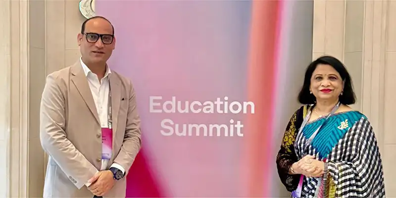 Dr. Madhu Chitkara and Dr. K. K. Mishra representing Chitkara University at OpenAI’s India launch for AI-powered learning.