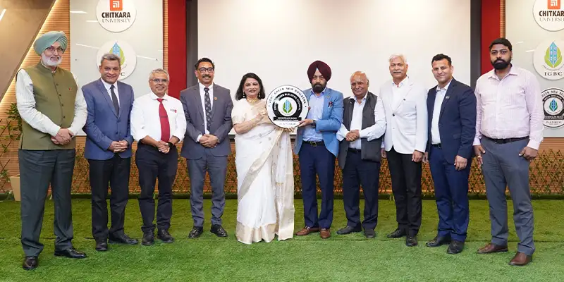 IGBC Platinum Rating certificate banner for Chitkara University green campus development